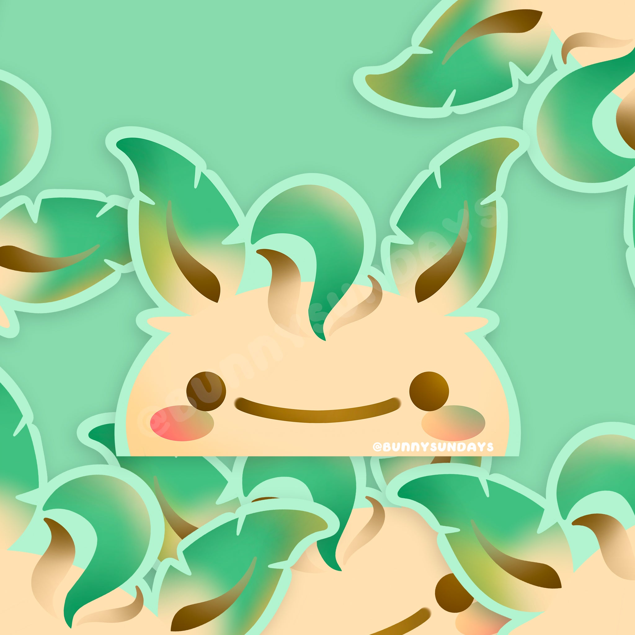 Poke-Derpy Vinyl Matte Laminated Peeker Sticker ✸ Leaf